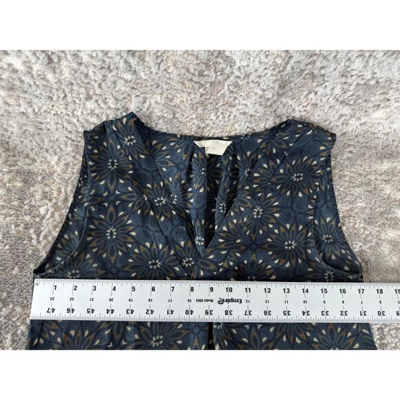 H&M Size 4 Floral Print Casual V Neck Sleeveless Top Pullover Blouse Hi Lo - Picture 4 of 8